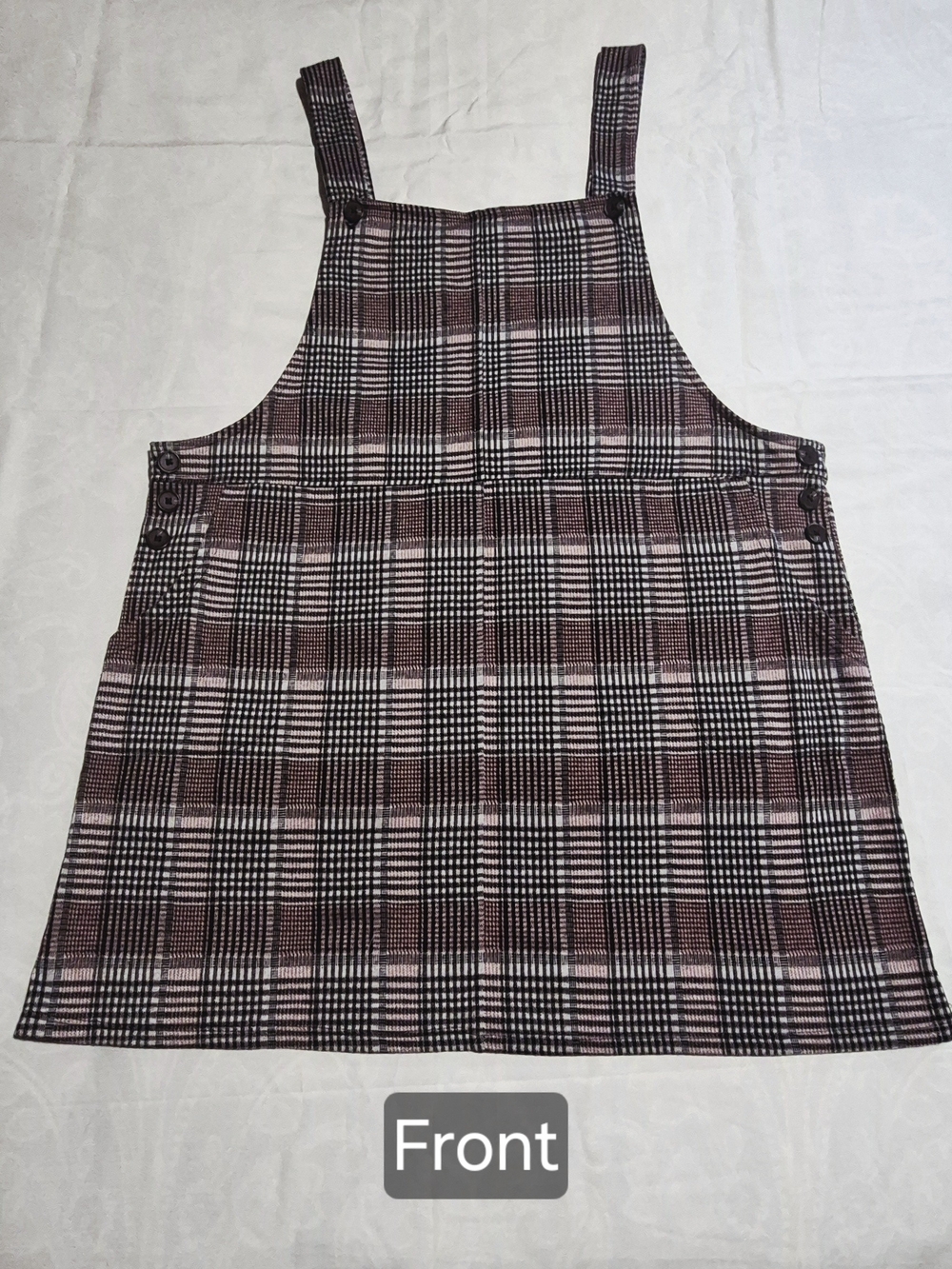 SO Juniors Pink And Black Plaid Pinafore Preppy Overall Jumper Dress, Size XXL